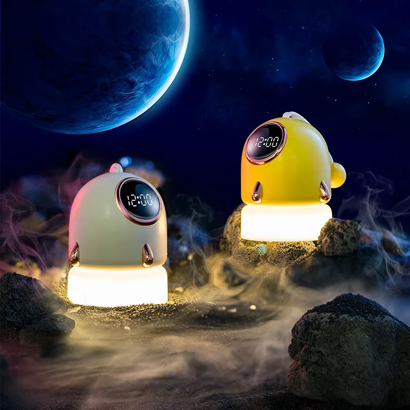 

Small rocket portable clock lamp USB charging romantic starry sky projection lamp children's bedside bedroom atmosphere lamp