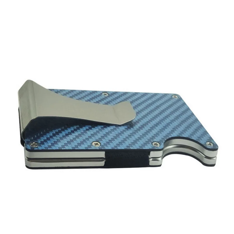 New Design Carbon Fiber Credit Card Holder Portable Simple Credit Card Protect Clip Blocking Metal Cardholder Money Clip
