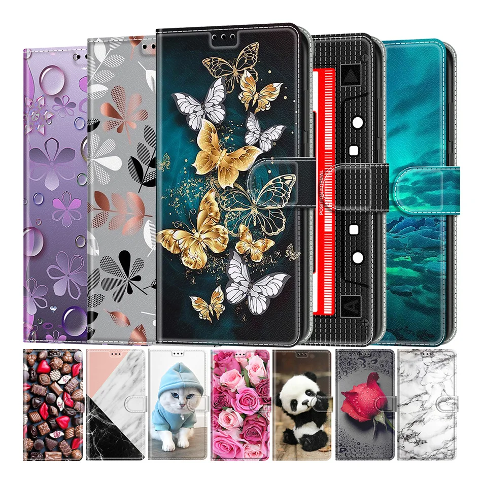Butterfly Leather Flip Cover For Xiaomi Redmi 9 9A 9C 9T 10C Note 9 9S 10S 10T 11 Pro 11S 4G Wallet Card Holder Stand Book Cover