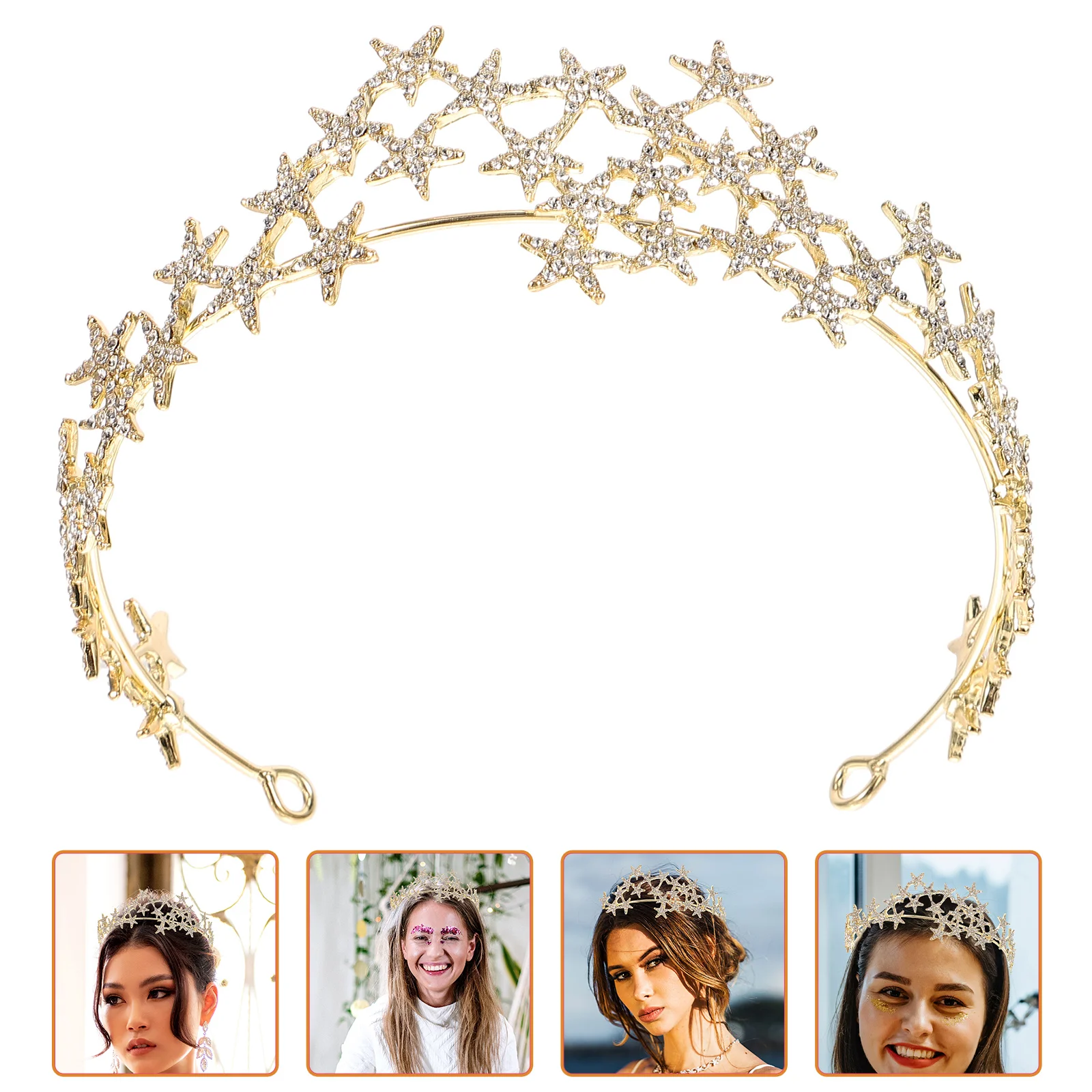 

Crown Girl Hair Accessories Fairy Elegant Tiara Bride Decor Rhinestone Headpiece Woman