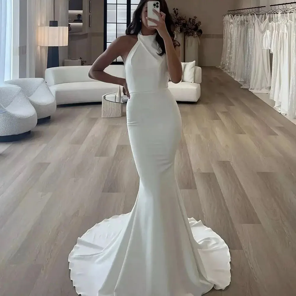 Атласное свадебное платье на заказ русалки без рукавов для женщин Robe De Mariee 2024