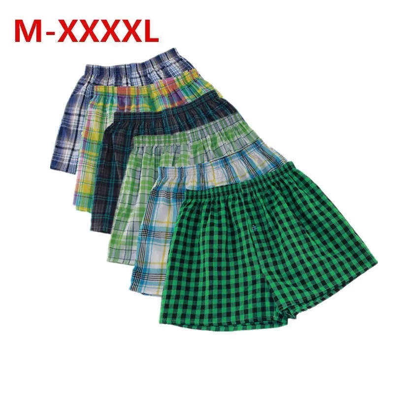 M-XXXXL mens underwear boxers loose shorts Classic Plaid Men Boxer Shorts Mix Colors Trunks Cotton Cuecas Underwear