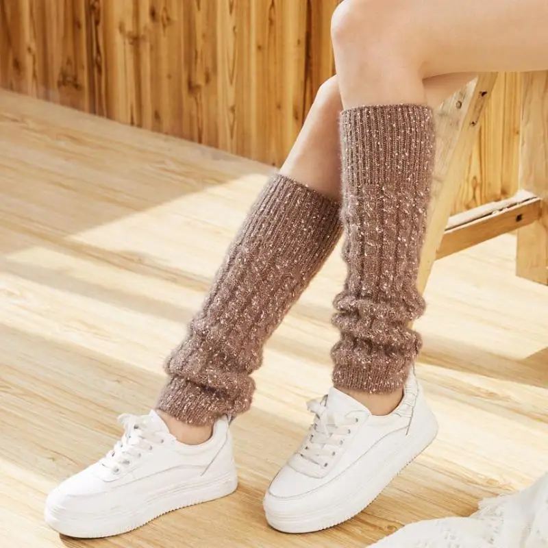 Dotted Yarn Twist Short Tube Socks Pile Socks Cashmere Wool Knitting Boots Socks Loose Leg Protectors Autumn And Winter Women