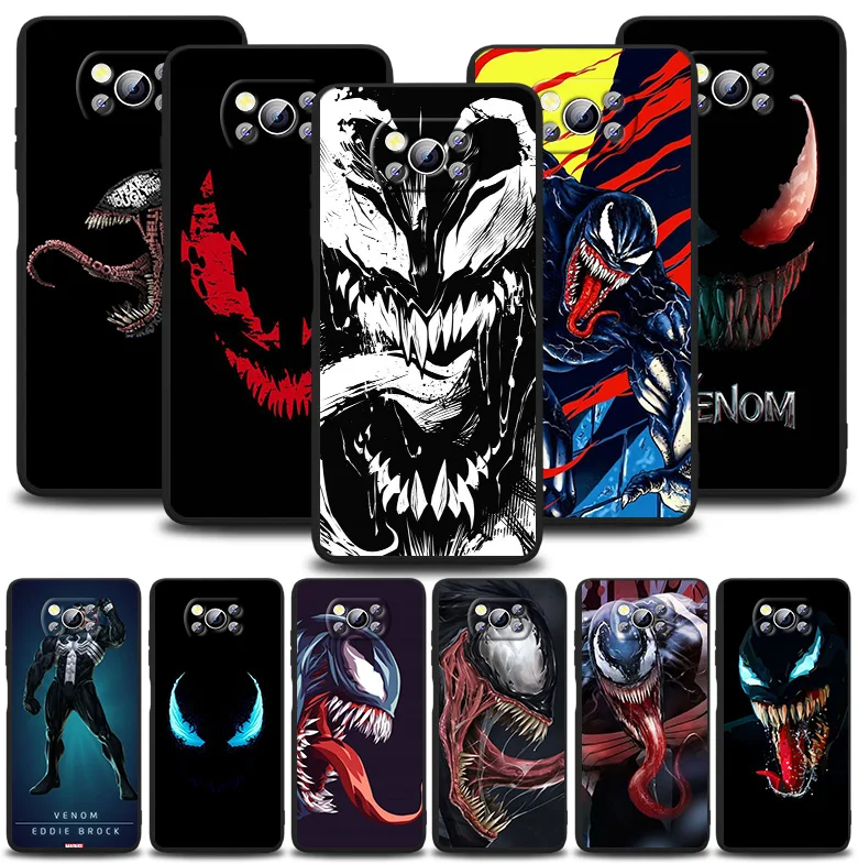

Marvel Venom Dark Hero For Xiaomi POCO F1 F2 F3 X2 X3 GT M2 M3 M4 Pro NFC C3 Civi Mi Play Black Soft Silicone Phone Case Capa
