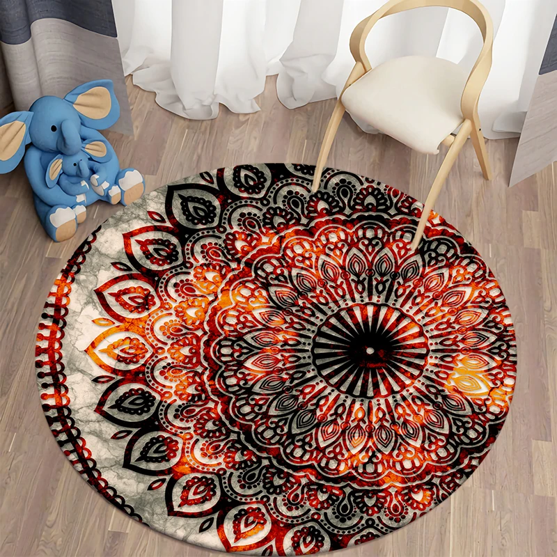 Mandala Kawaii HD Printed Round Carpet for Living Room Rugs Camping Picnic Mats Anti-Slip Rug Yoga Mat E-sports Carpets gifts