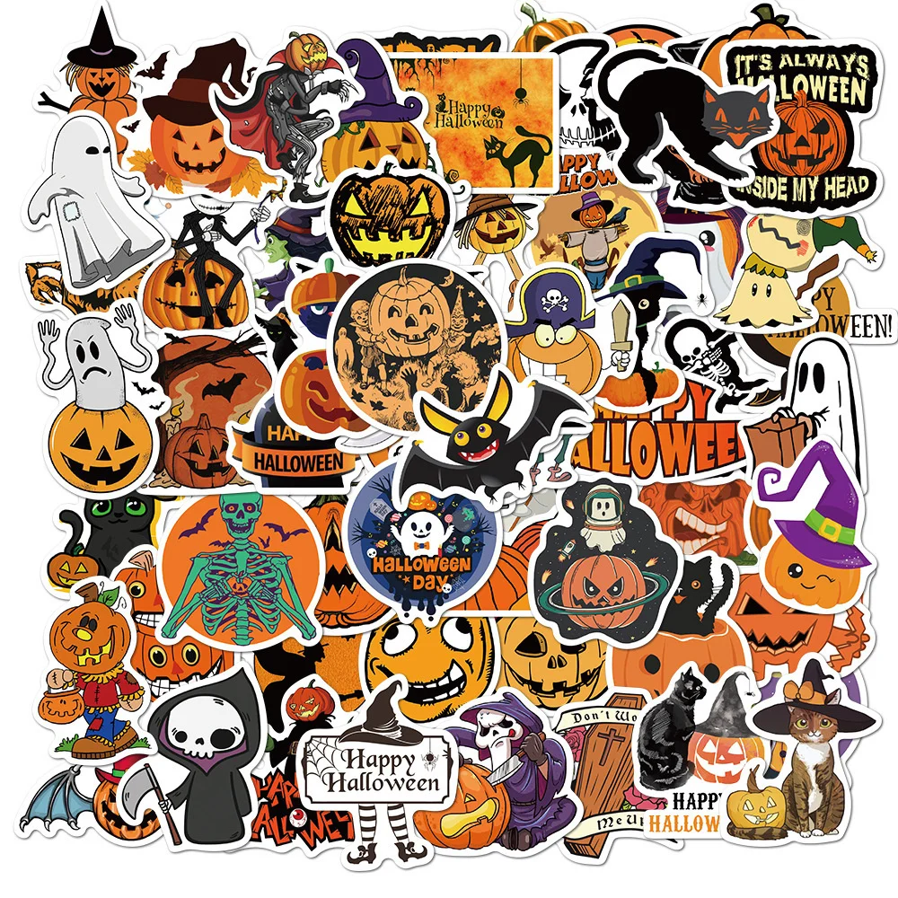 

10/30/50PCS New Halloween Sticker Pack Cartoon Creative Animation iPad Luggage Table Car Chair Decoration Waterproof Wholesale