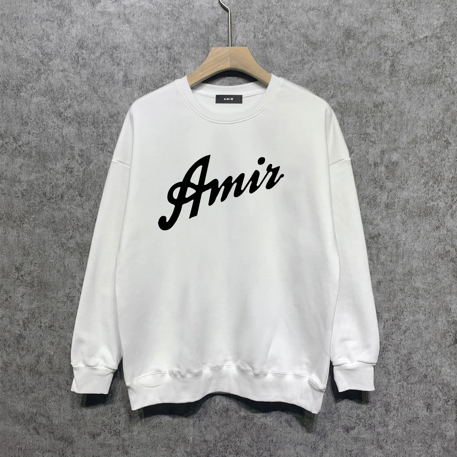 

AMR High Quality New Fashion Brand Sweatshirt Flocked 1:1 Print Letter High Street Hip Hop Loose Sweatshirt