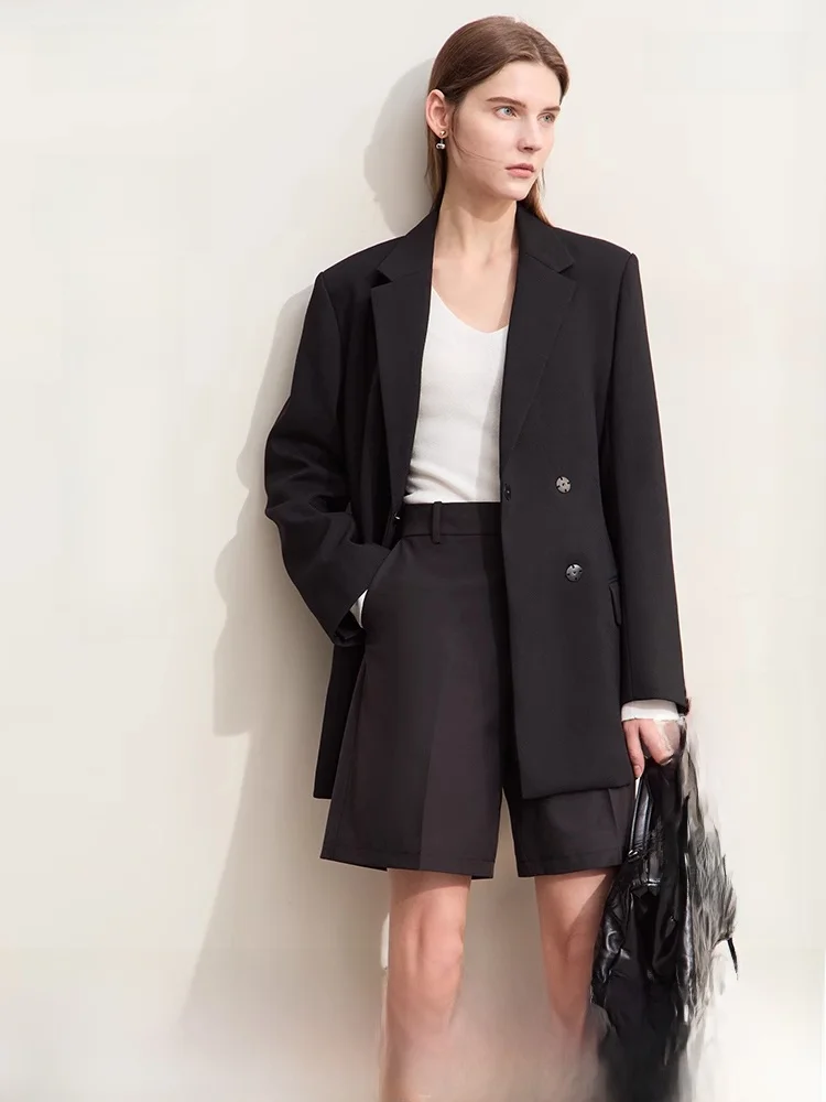 2024 ранняя осень новый воротник с лацканами широкое плечо подплечник облегающий