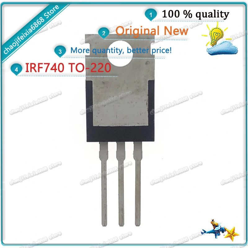 10 шт./лот! Транзистор для триодов IRF740PBF IRF740 TO-220 IRF740P IRF740PB TO220 10A 400V MOSFET N-Chan - купить по