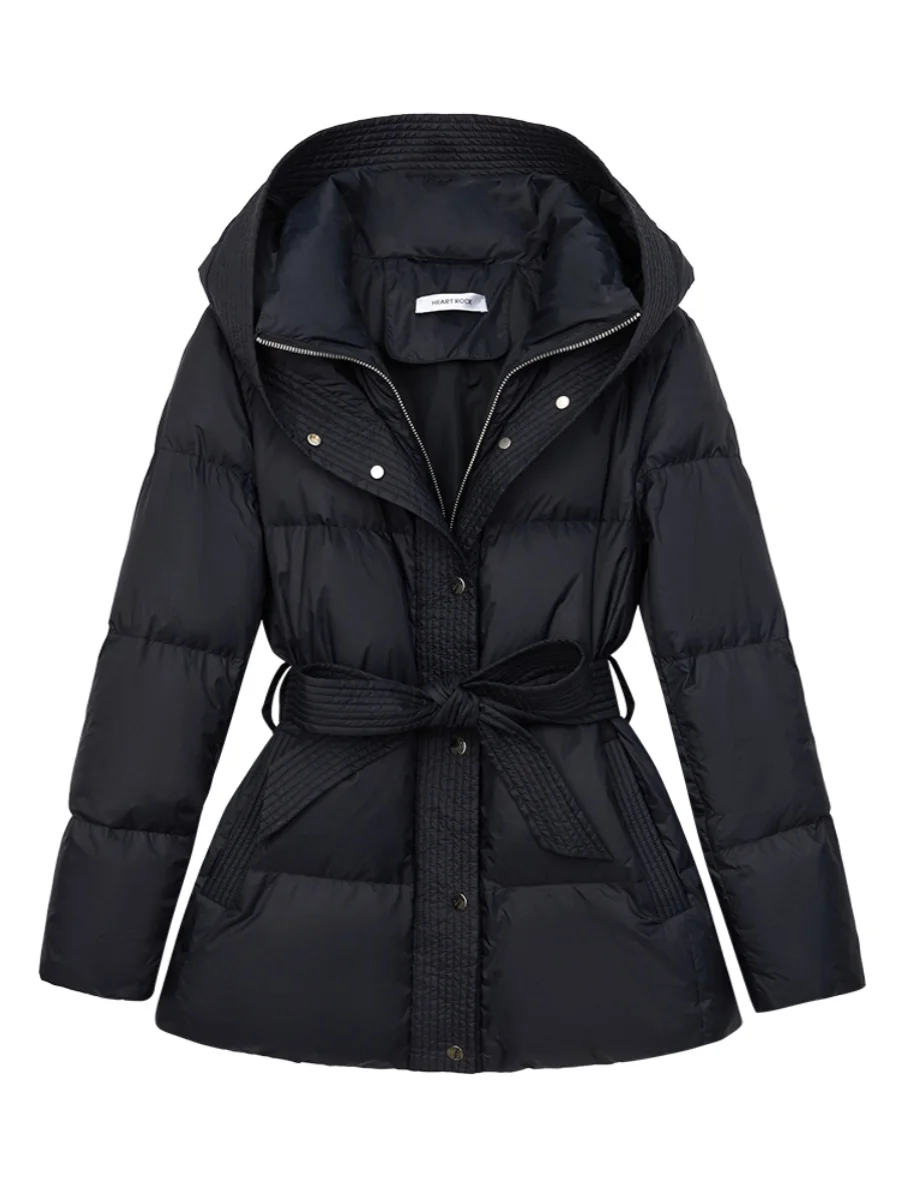 Простой однотонный пуховик Heart Rock короткий капюшон типа A тонкий утолщенный белый