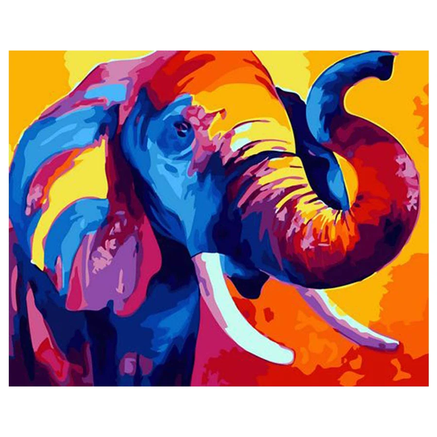 

tapb DIY Painting By Numbers Animal Elephant Tiger Coloring By Numbers Adults For Handpainted On Canvas Home Wall Art Decor