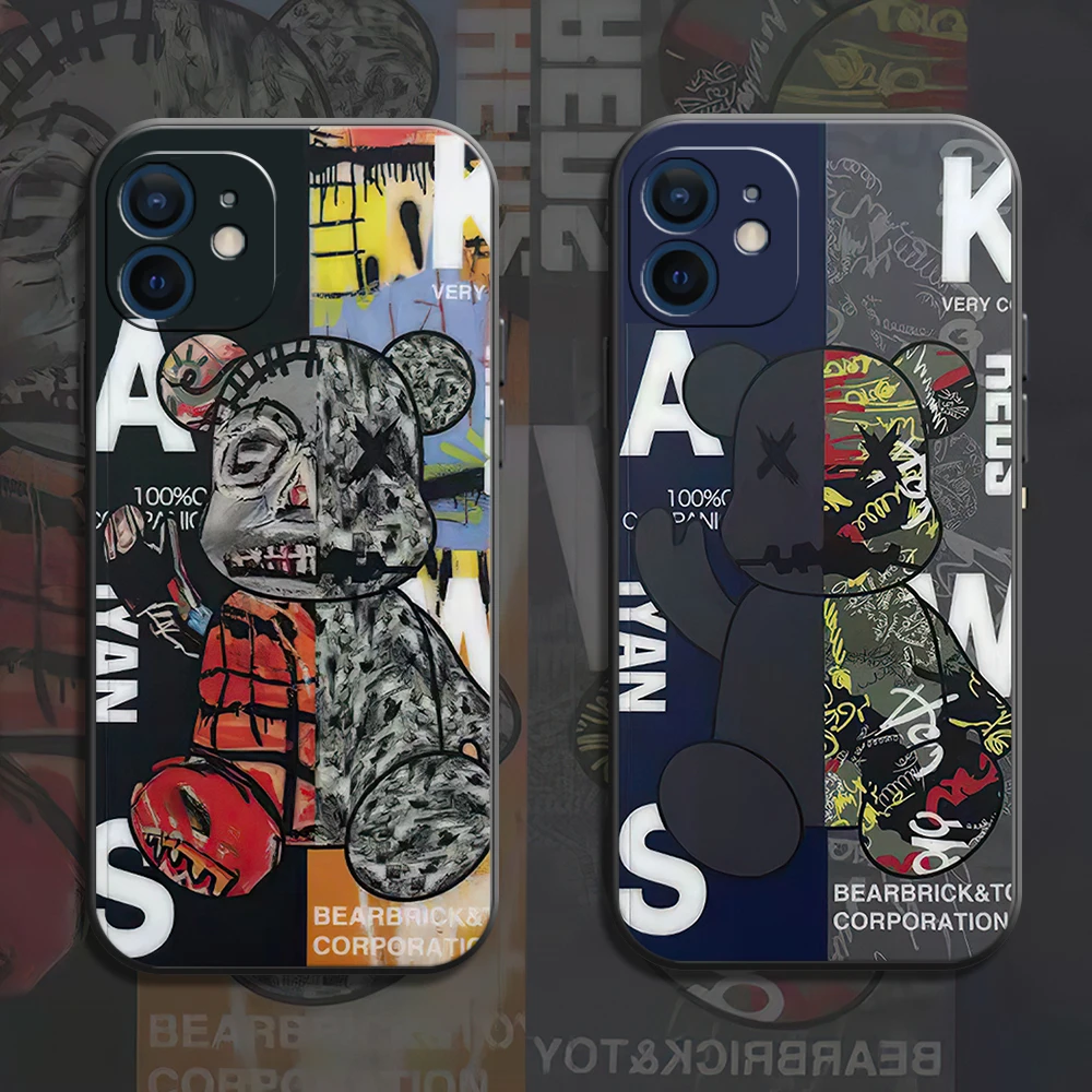 

Painting Bear Army Phone Case For iPhone 11 13 Pro MAX Mini 11 Pro MAX 6 6S 7 8 Plus X SR XS MAX SE 2020 Liquid Silicone Cover