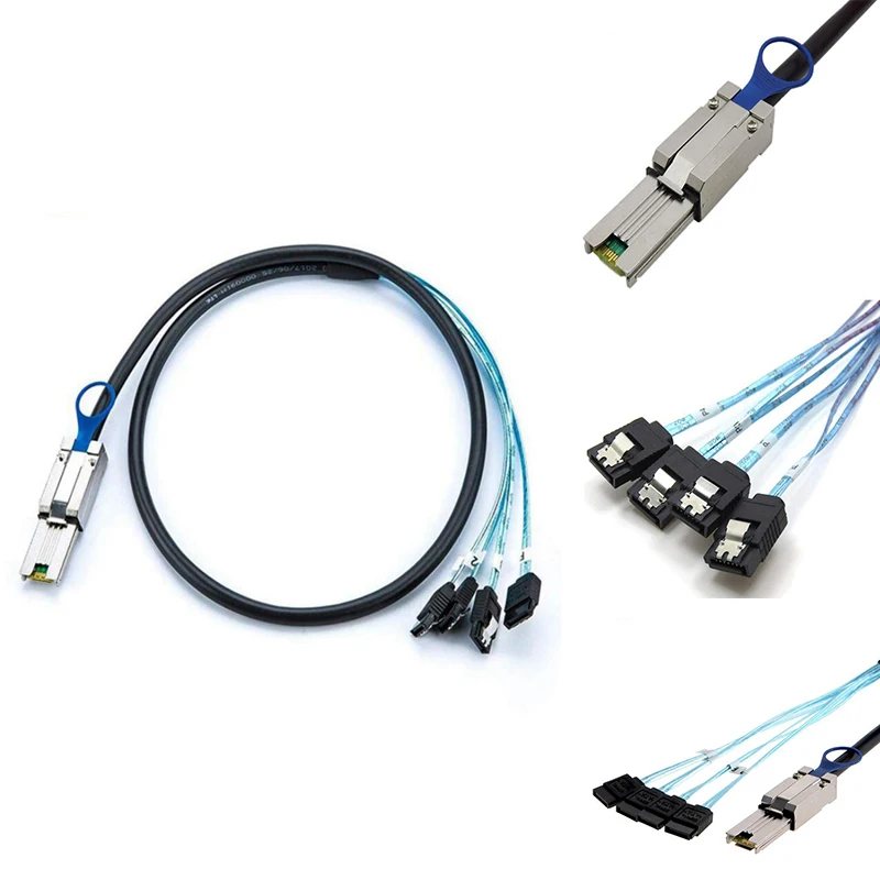 

Mini SAS External SFF-8088 Male TO 4X SATA 7-Pin Socket Latch Data Adapter Cables 7 Pin Backplane Converter