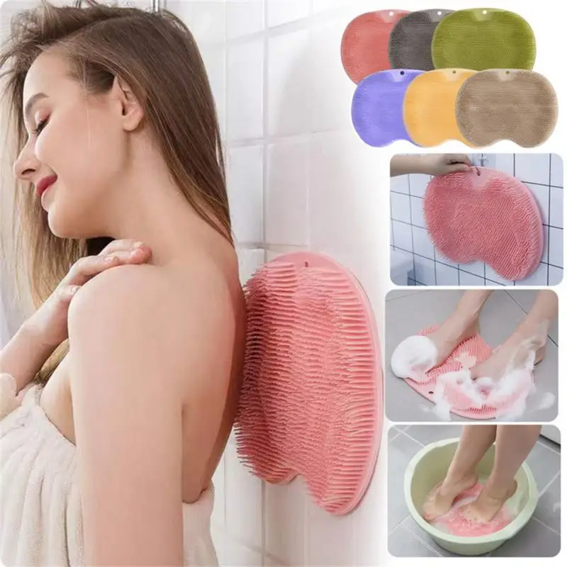 

New Non Slip Bath Remove Dead Skin Lazy People Rub Back Artifact Silicone Shower Foot Scrubber Back Brush Bathroom Massager Clea