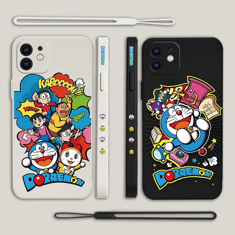 

Cartoon Doraemon Phone Case For Samsung A53 A50 A12 A52 A52S A51 A72 A71 A73 A81 A91 A32 A22 A20 A30 A21S 4G 5G with Hand Strap
