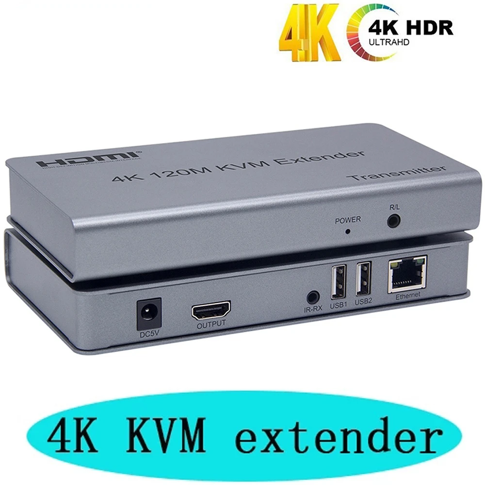 

4K 120M KVM HDMI Extender By RJ45 Ethernet Cat5e Cat6 Cable Converter TX RX Support USB Mouse Keyboard Extension Touch Screen