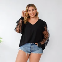 plus size street office ladies fashion long sleeve casual wave point tops women summer for blouse shirts sexy v neck blouses