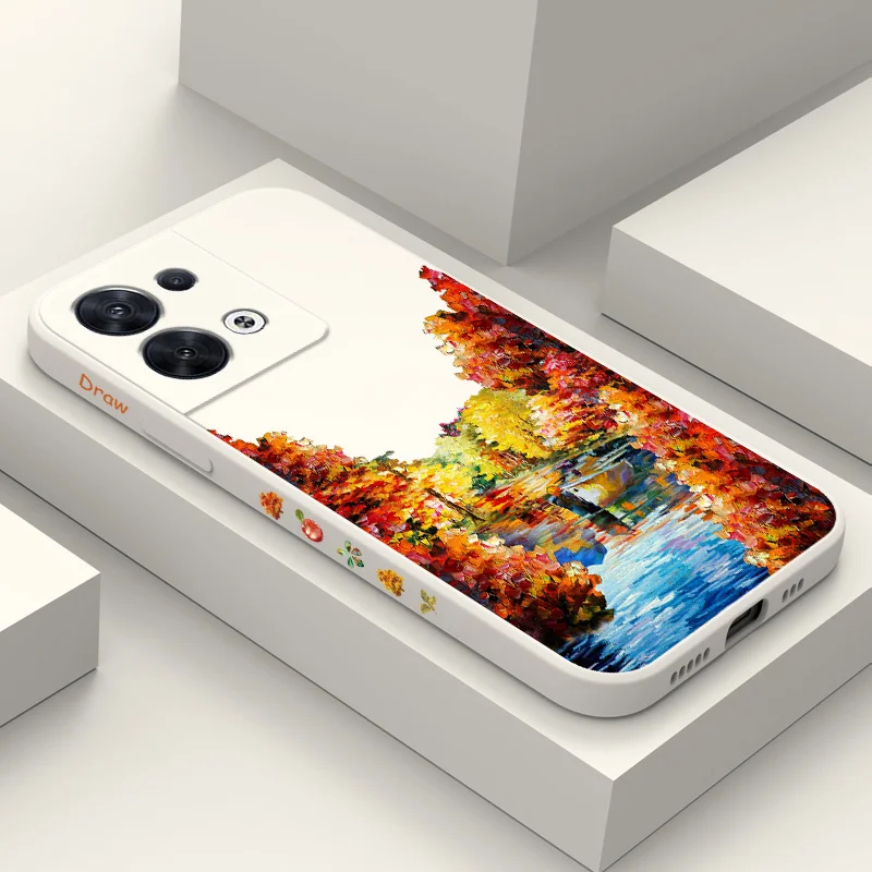 

Oil Painting Boats Phone Case For OPPO Reno 8 8T 8Z 7 7Z 6 5 F19 F9 Pro 4G 5G Liquid Silicone Cover