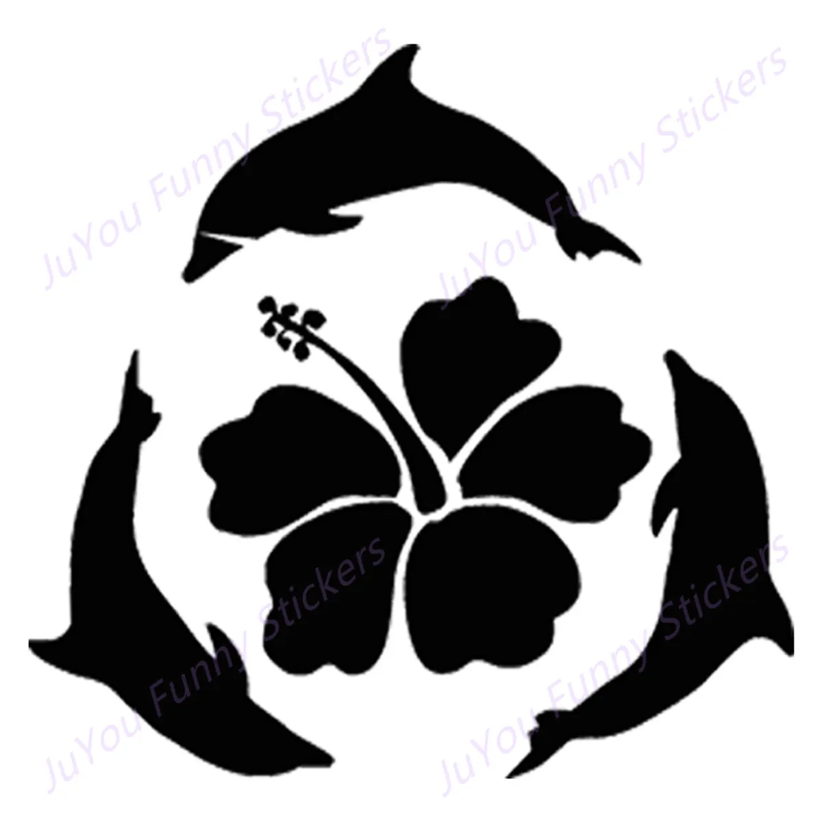 

JuYou Funny Stickers Exterior Accessories Car Sticker Swimming Dolphins Hibiscus Flower Wall Home Glass Vinyl Decals Window