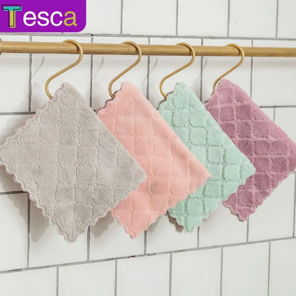 

Household Non-stick Oil Dish Cloth Cleaning Cloth Microfiber Coral Velvet Rag Tablecloth Lint-free Dish Towel Fish Scale Cloth