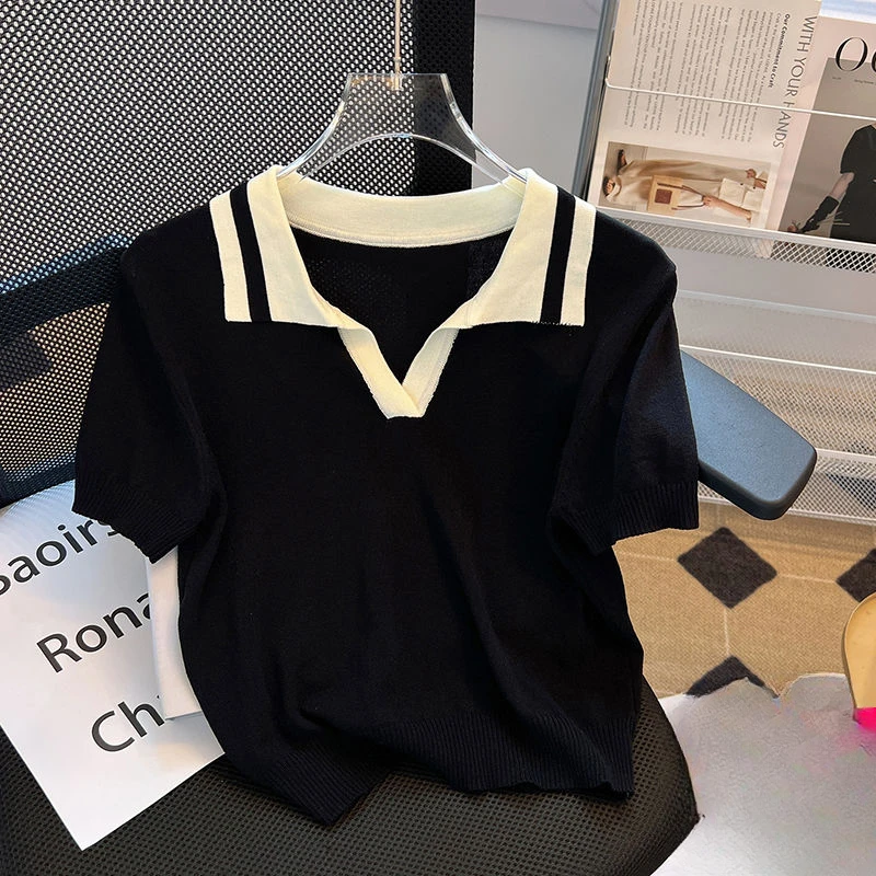 Летняя новая женская футболка с коротким рукавом женский Шелковый модный топ