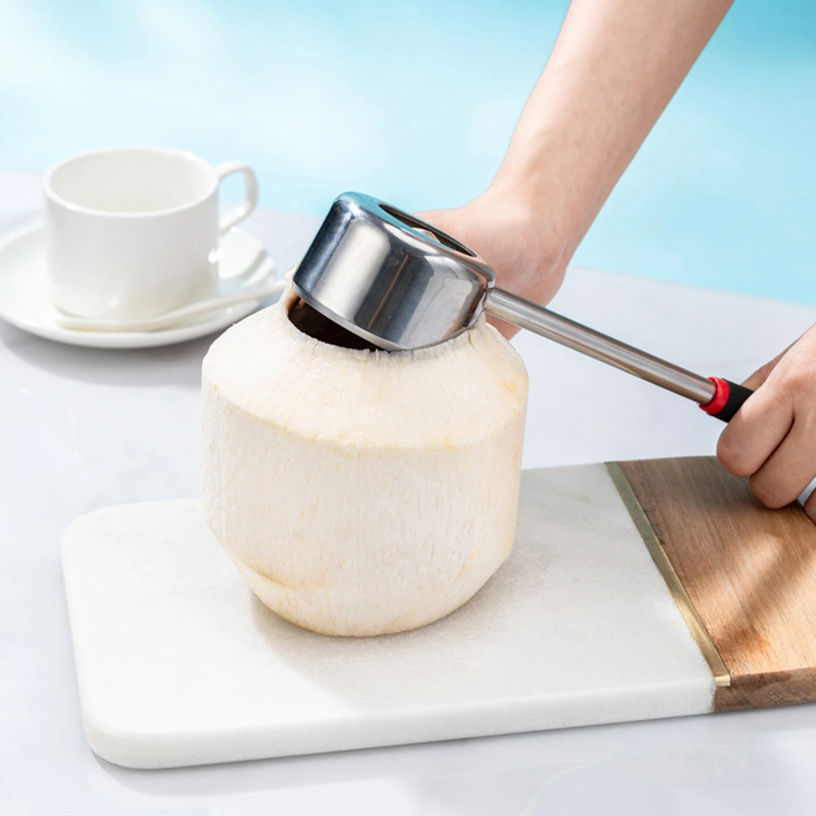 

Кокосовый нож для ракушек набор инструментов 304 нержавеющая сталь кокосовое мясо консервный нож Деревянный инструмент искусственный Прочн...