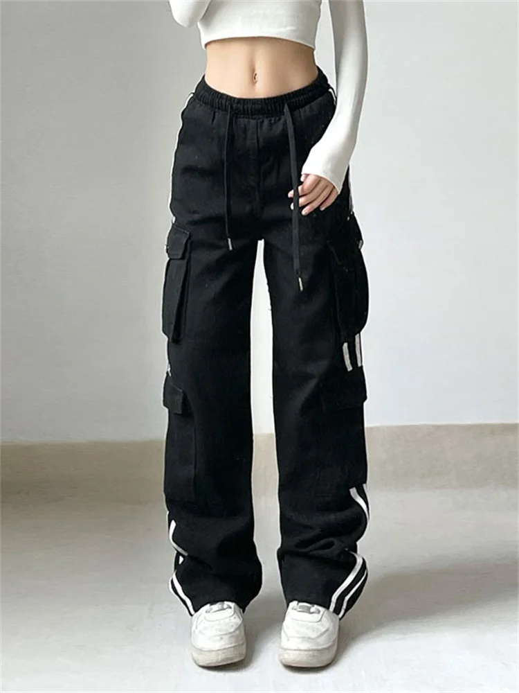 

Casual Y2k Cargo Pants Women Streetwear Wide Leg Pants Harajuku Vintage Solid Baggy Straight Trousers Ladies Oversize Sweatpants
