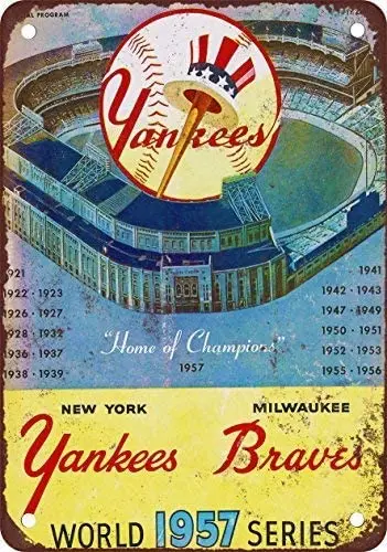 

1957 World Series Vintage Look Reproduction Metal Tin Sign 8 x 12 Inches Vintage Aluminum Retro Metal Sign