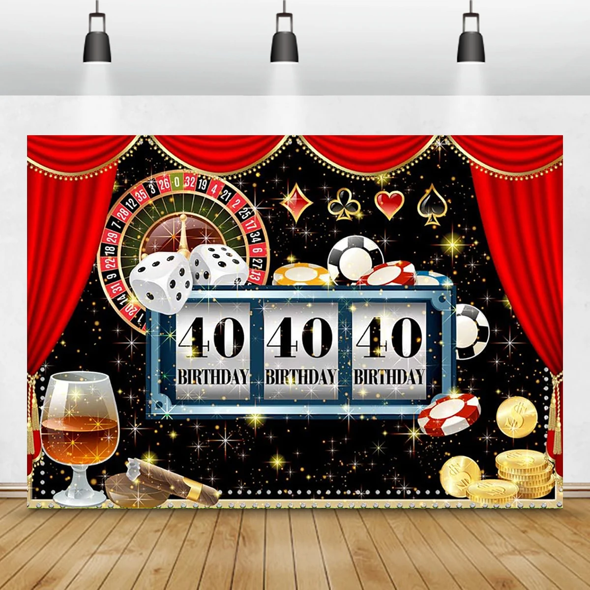 Enlarge Las Vegas Casino Backdrop for Party Photography Poker Chip Turntable Photography YouTube Background Photo Video Props Decoration