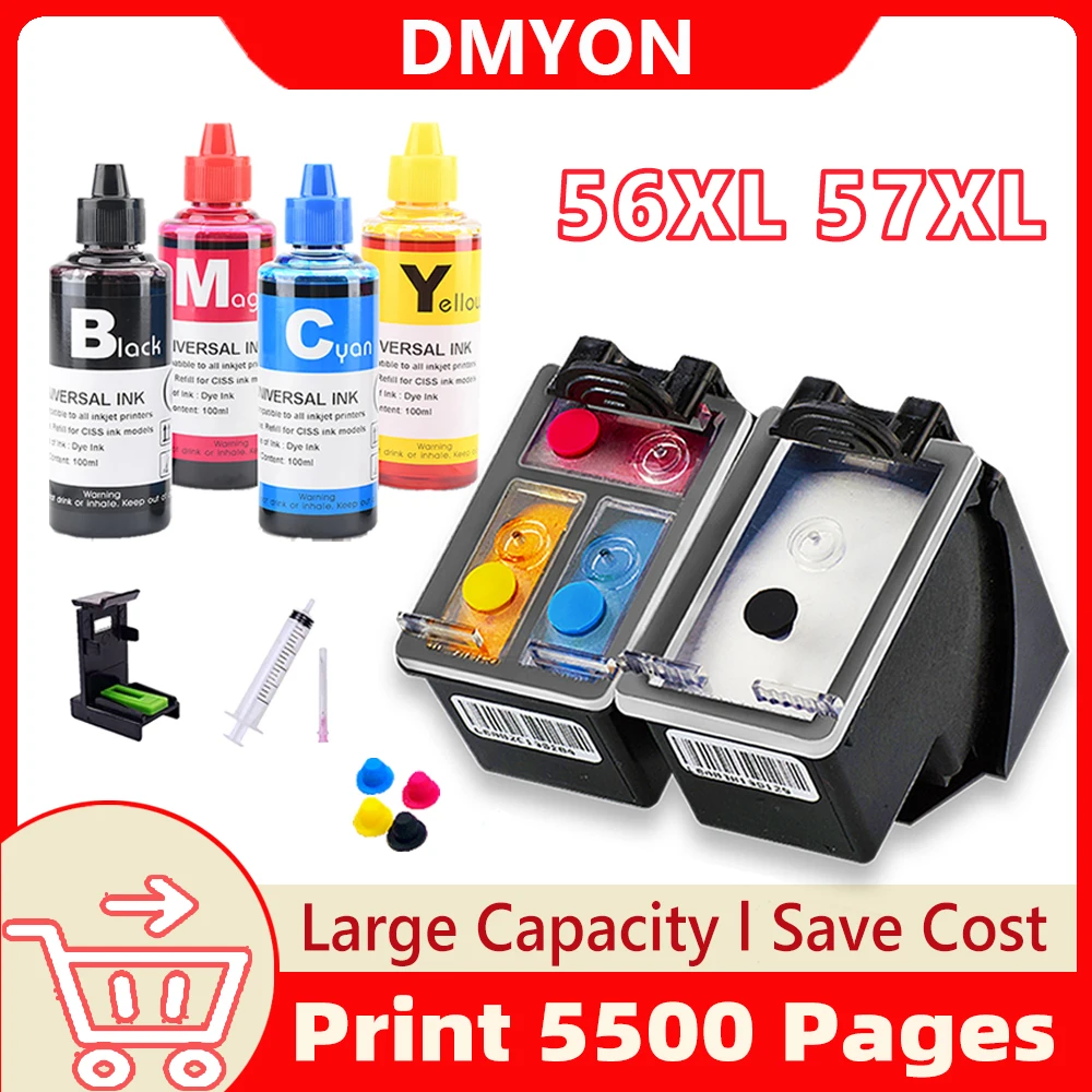 

56XL 57XL Ink Cartridge Replacement for HP Deskjet F4180 5150 450CI 5550 5650 9650 PSC 1315 2110 Printer for HP 56 57 XL hp56