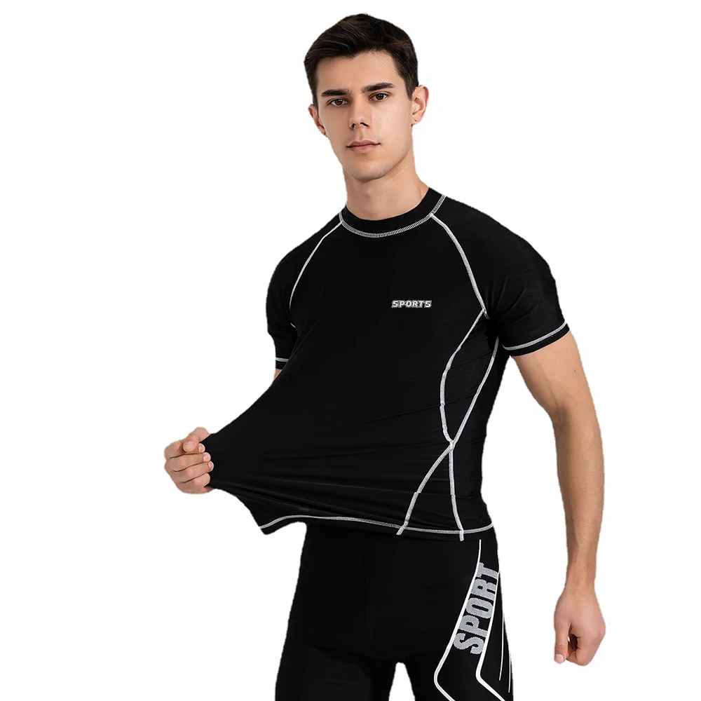 New Men's Quick Dry Short Sleeve Rash Guard Swimsuit Tops Swimming Suit UPF 50+ Beach Rash Guard Diving Surfing Shirt For 2023