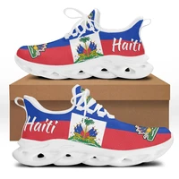 elviswords brand design women sneakers haiti flag design walk shoes light lace up flats footwear vulcanized shoe chaussure femme