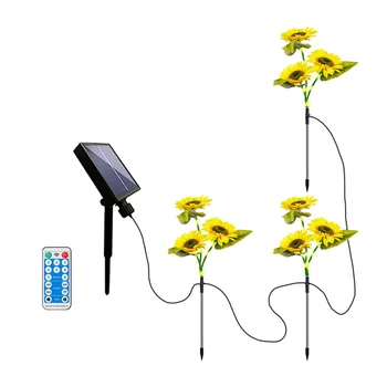 3 Heads Sunflower Landscape Lighting Waterproof LED Solar Path Yard Lights Automatic Control Festival Decoration for Home Garden 4