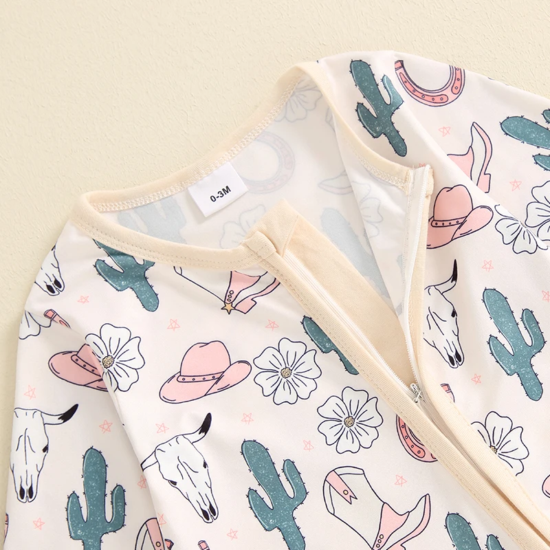 Комбинезон с длинным рукавом и молнией для новорожденных девочек