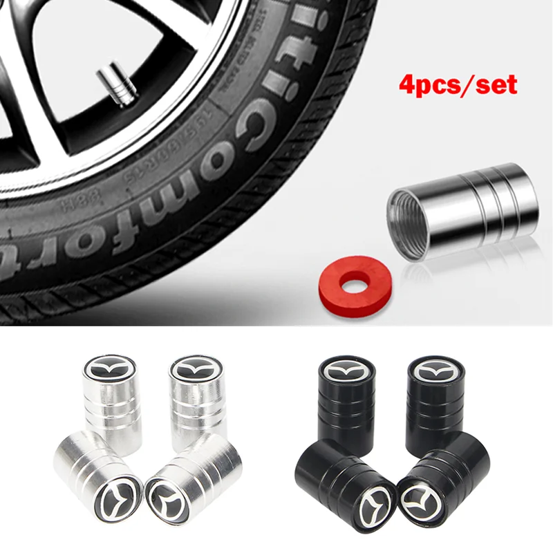 

1Set Car Styling Metal Wheel Tire Valve Caps Dust Accessories For Mazda Axela 2 3 5 6 CX-3 CX-5 CX-7 CX-9 MX-5