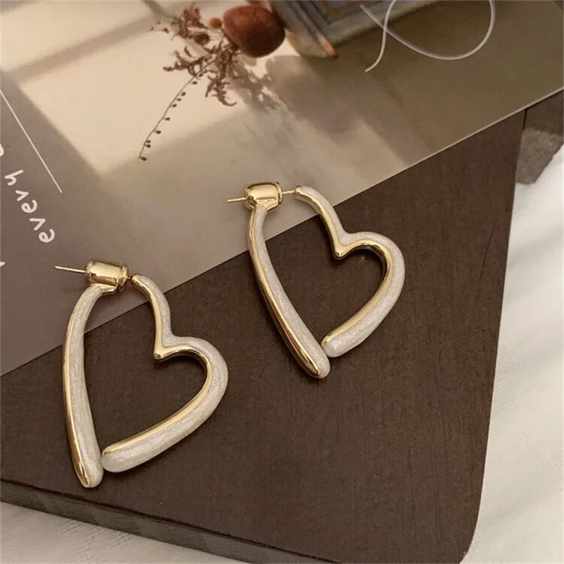 

S925 Sterling Silver Needles White Oil Drop Cross Heart Earrings for Women Ear Studs Fine Jewelry Paty Gifts