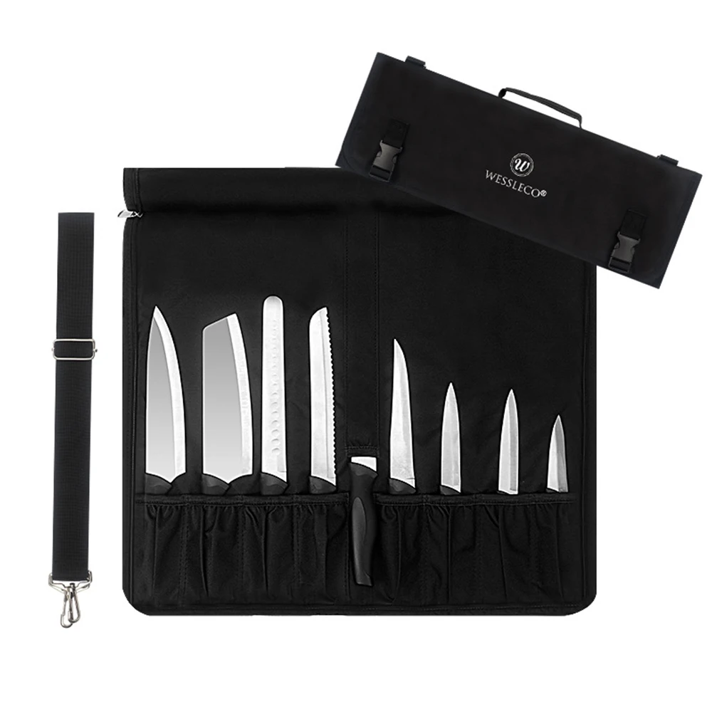

Сумка для шеф-ножей (8 + ячеек) удерживает 8 ножей ваши мясные ножи мясницкий нож Hone посуда мешочек на молнии для инструментов прочный держатель для ножей