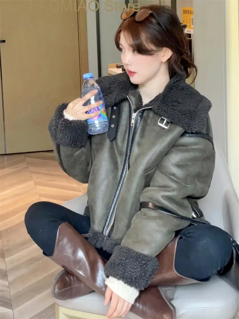 Новая женская утолщенная Теплая Флисовая двухсторонняя куртка с меховой
