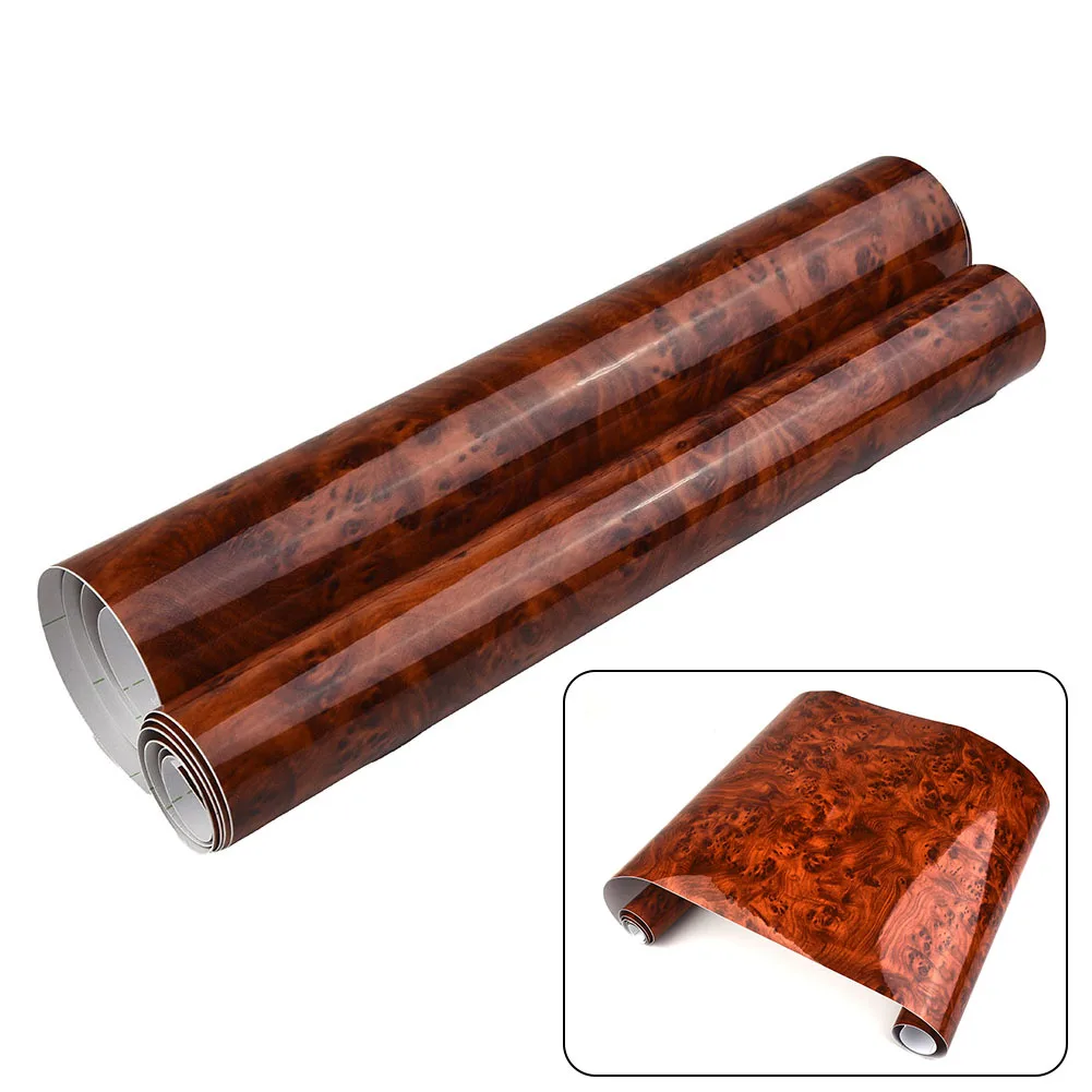 

1 Roll Car High Glossy Sticker Auto Internal Adhesive DIY Film Wood Grain Vinyl Decal Auto Interior Accessories 30x124cm