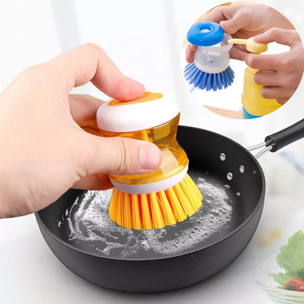 

Bubble Up Soap Dispenser Home Kitchen Bowl Dish Brush Detergent Scrubber Brush Random Color