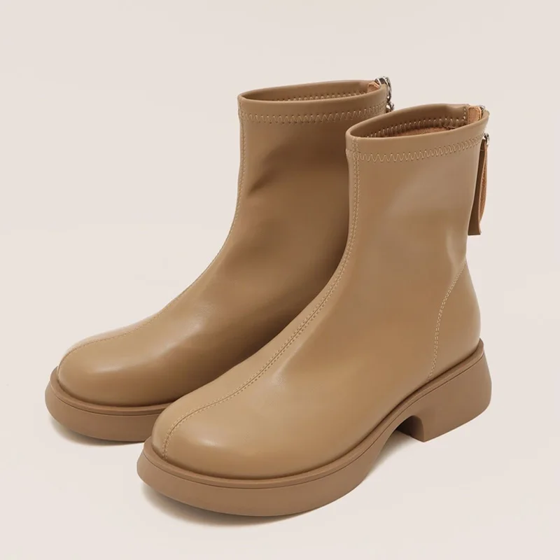 

Осенне-зимние женские ботинки челси на плоской платформе, Короткие Плюшевые Теплые ботильоны для женщин, меховые низкие массивные готическ...