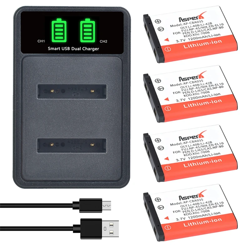 Аккумулятор и зарядное устройство на 1200 мАч для Olympus Li 40B 42B Nikon EN EL10 FinePix XP70 XP60 XP50 T550