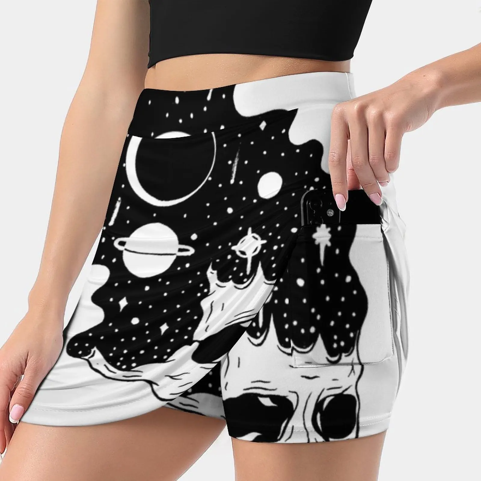 

Space Brains Women's skirt With Hide Pocket Tennis Skirt Golf Skirts Badminton Skirts Running skirts Galaxy Space Moon Stars