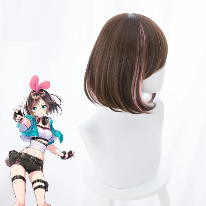 Аниме косплей парик аниме A.I.Channel Kizuna AI реквизит Хэллоуин карнавальный короткие