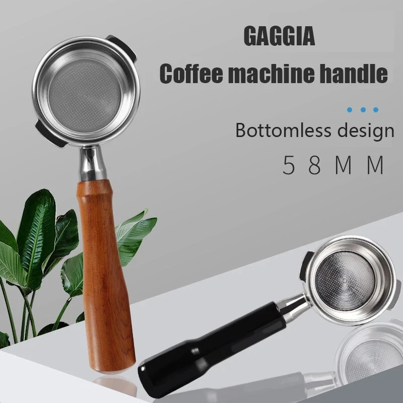 

Bottomless Coffee Handle Espresso Coffee Stainless Steel Coffee Handle 58MM Wooden Coffee Machine Handle Filter Portafilter