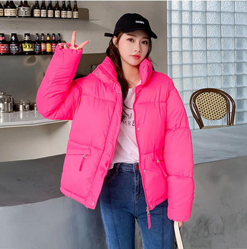 

Beardon Down Cotton Coat Women Winter 2022 New Short Korean Loose Ins Bread Clothes Solid Long Sleeve Stand Collar Padded Jacket