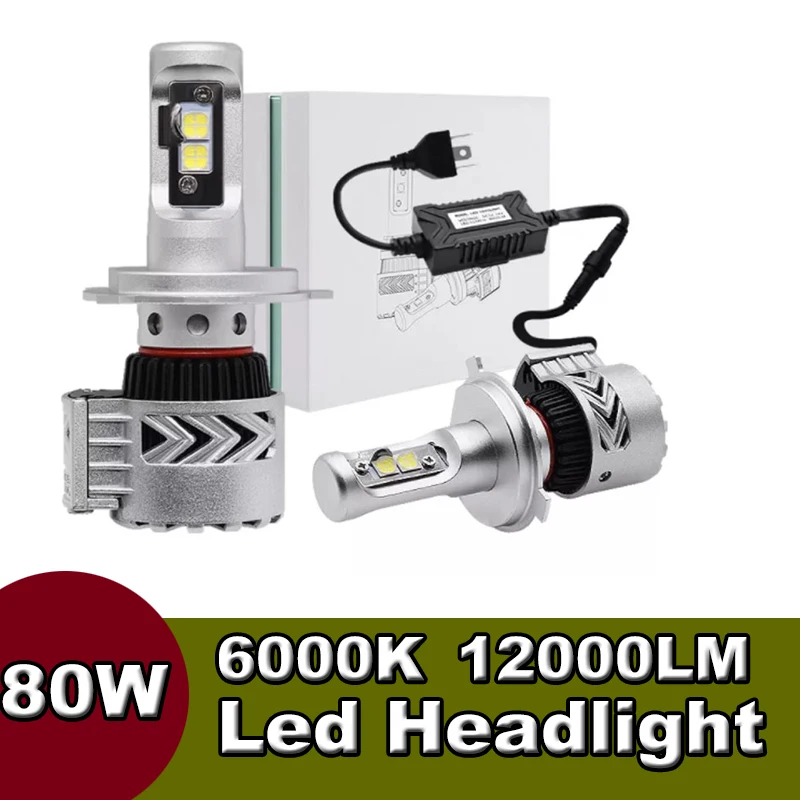 

H4 светодио дный фар 1 шт. G8 CREES светодио дный чип 80 Вт 12 В 12000LM Авто налобный фонарь H1 H7 H11 9004 9005 HB3 HB4 H13 9008 Canbus супер яркий