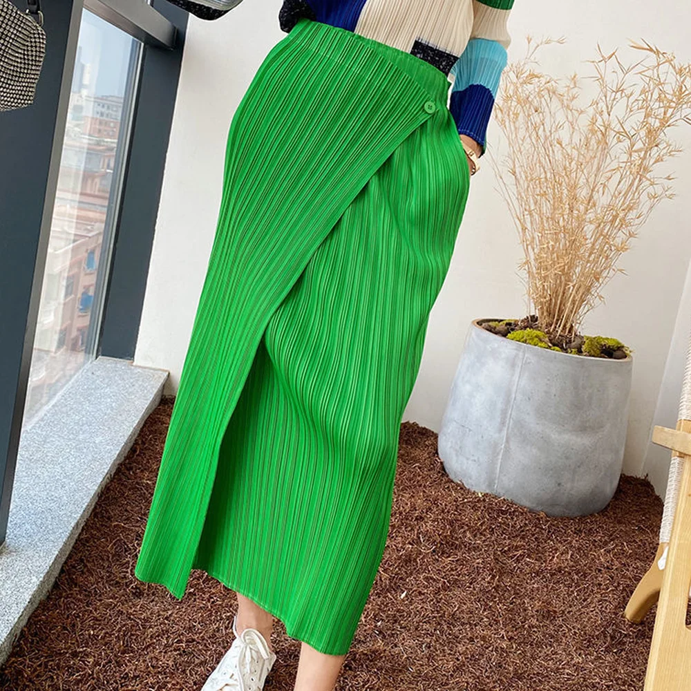 

Long Folds Skirt Solid Fashion Casual Style Long Skirt Elegant Klein Blue Mid Length 2022 Summer Spring Women's Clothing