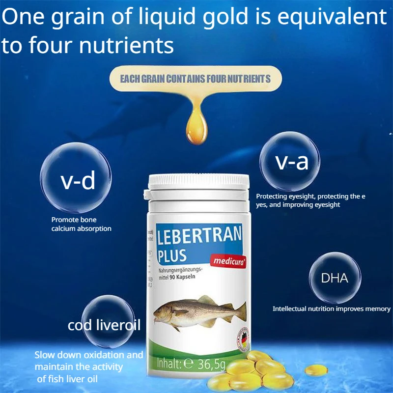 

1 Bottle Deep Sea Cod Liver Oil Nourishes The Brain Improves Vitamin Immunity Improves Memory 90 Capsules for Adults