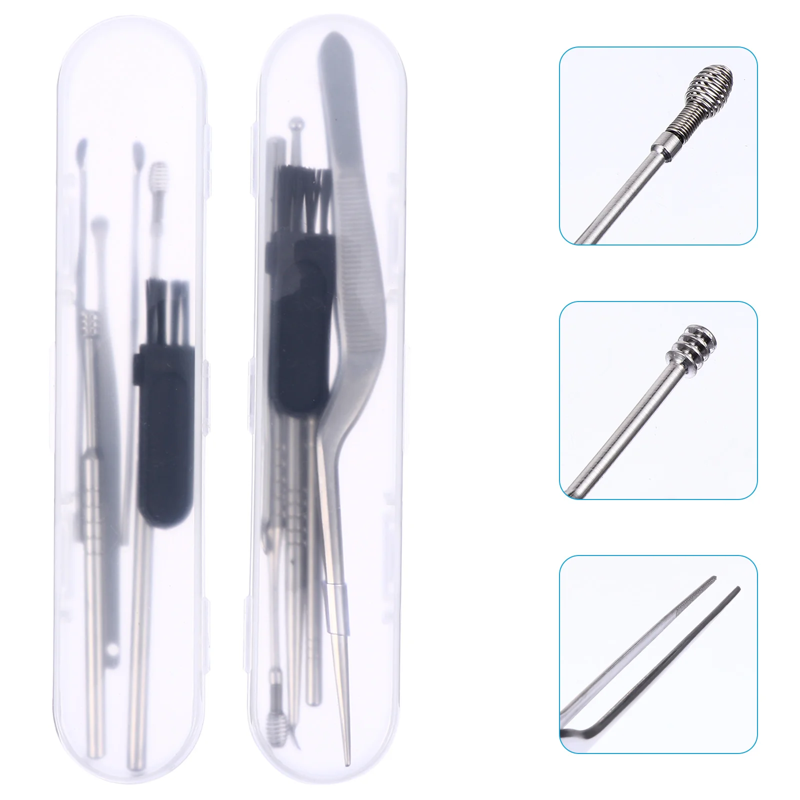 

2 Sets Stainless Steel Ear Pick Set Ear Wax Removal with Storage Case Earwax Cleaner Tool for Travel Home Silver
